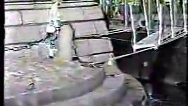 RAK woman crutching on the street