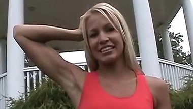 Melissy flexing her biceps