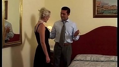 Vintage porn: Classy hot blonde in sexy lingerie fucked on bed