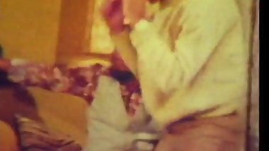 Vintage sexy blonde fucks two guys