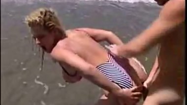 Sally Layd On The Beach in retro movie