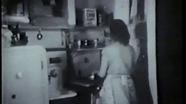 Vintage honey fucked by door to door salesman in kitchen