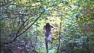 angela flashing in the woods