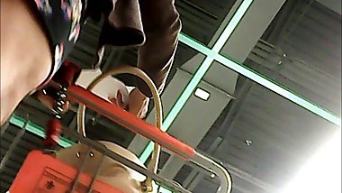 Upskirt - Mature MILF blue panties