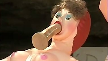 Vintage funny horror movie parody with dildo