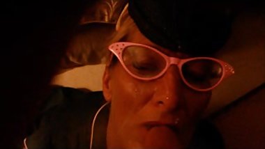 New MILF cum on glasses while smoking