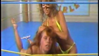 Blonde vs Redhead Topless Wrestling