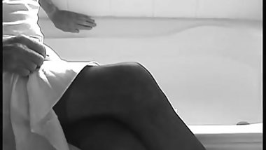 nightdress in the bath. ( black & white )