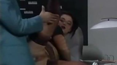 Gorgeous German secretary in stockings fucked on the desk