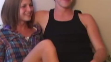 Retro teenager spitroasted in threeway