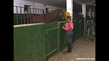 Angelica Bella and Nicolette, Assfucked by a Stud in a Barn