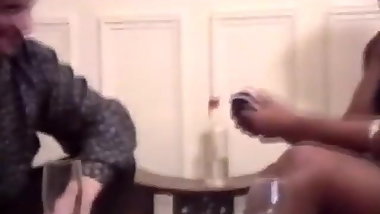 hot ebony in lingerie seduces white perv