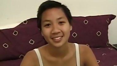 Smalltitted asian amateur rides oldman cock