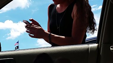 Flash asking for directions hot chick