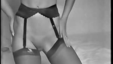 Vintage stockings and pussy show